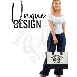 INNObeta Golf Gifts for Women Canvas Tote Bag, Tote Bag with Top Zipper Closure and Shoulder Strap for Golf Lover - Stuff