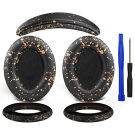 SOULWIT Replacement Kit for Bose QC15/QC2 QuietComfort Headphones, Ear Pads Cushions + Headband + Silicone Earpads Cover Protector - Black Gold