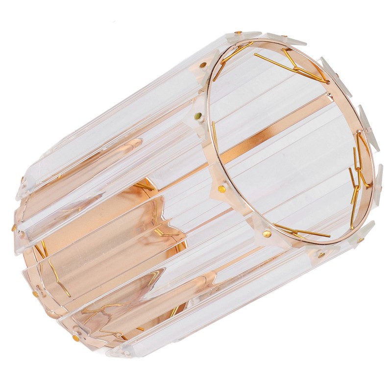 Cosmetic Brush Holder Transparent Glass Round Decorative Desktop Pen Storage