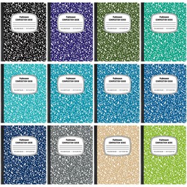Fulmoon 12 Pcs Composition Notebook College Ruled Hard Cover Notebook 60 Sheets (120 Pages) for School College Journal Writing Programs Art Recipes 9.75 x 7.5 Inch (Stylish Color)