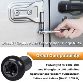 Door Hinge Nuts for Jeep Wrangler JK JKU Sports Sahara Freedom Rubicon Unlimited 2-Door 4-Door 2007-2018 Exterior Accessories Door Hinge Screws Black (8 PCS)