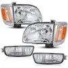6pc-kit Headlights with Corner&Bumper turn signal Lights Assembly for 2001