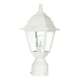 Ciata Outdoor Post Lights, Outdoor Lamp Post Light Pole Post Lantern Lamp Post Outdoor Lighting, Clear Glass, White Finish. Voltage: 120, Wattage: 60, Clear Seeded Glass Panels.