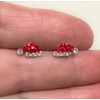 Sterling Silver Santa Earrings - Christmas Hat with Sparkly Crystal