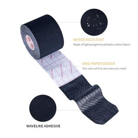 GSPCARE Kinesiology Tape, 5 m x 5 cm Kinesiology Tapes for Muscles for Training, Latex-Free Waterproof Physio Tape for Recovery of Knee, Shoulder and Elbows (1 Roll, Black)