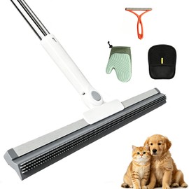Nayubo 4 in 1 Carpet Rake for Pet Hair Removal – 67" 4-Section Extendable Handle,Massage Glove, Magic Brush and Scraper for Dog Cat Hair – Reusable Pet Hair Cleaning Tool for Carpet, Furniture,