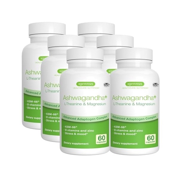 Igennus Advanced Ashwagandha KSM-66, L-Theanine & Magnesium, Clean Label, Multi