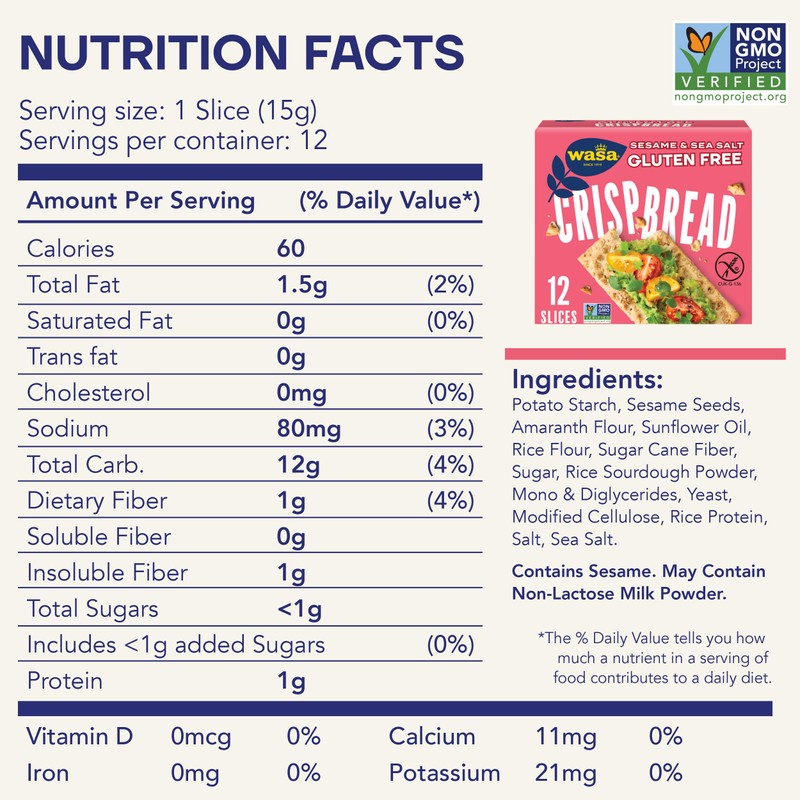 Wasa Gluten Free Sesame & Sea Salt Crispbread, 6.1 oz