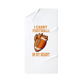 CafePress I Carry Football in My Heart Football 30"x60" Absorbent Cotton Back, Soft Beach, Pool Towel