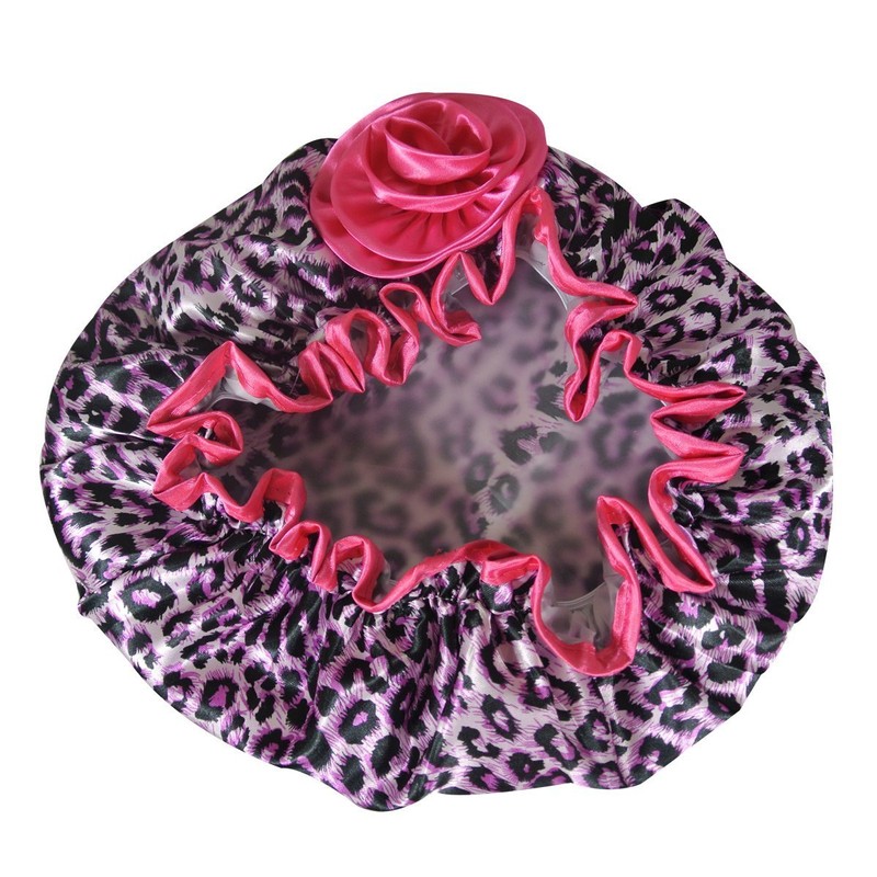 Kella Milla Stylish Satin Shower Cap - Pink Leopard