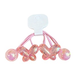 GFun Hair Tie, Hair Accessory, Ball, Butterfly, Children, Small, Hair Ornament, Bonbon, Hair Arrangement, Recitals, Kindergarten Entrance Ceremony, 2-Piece Set, Pink