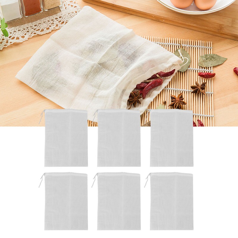 12Pcs Reusable Empty Tea Bags Drawstring Spice Cheesecloth Soup Bags