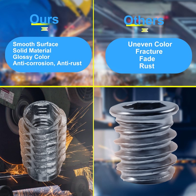 Waycreat 80pcs M8 x 15mm Threaded Inserts for Wood, Hex