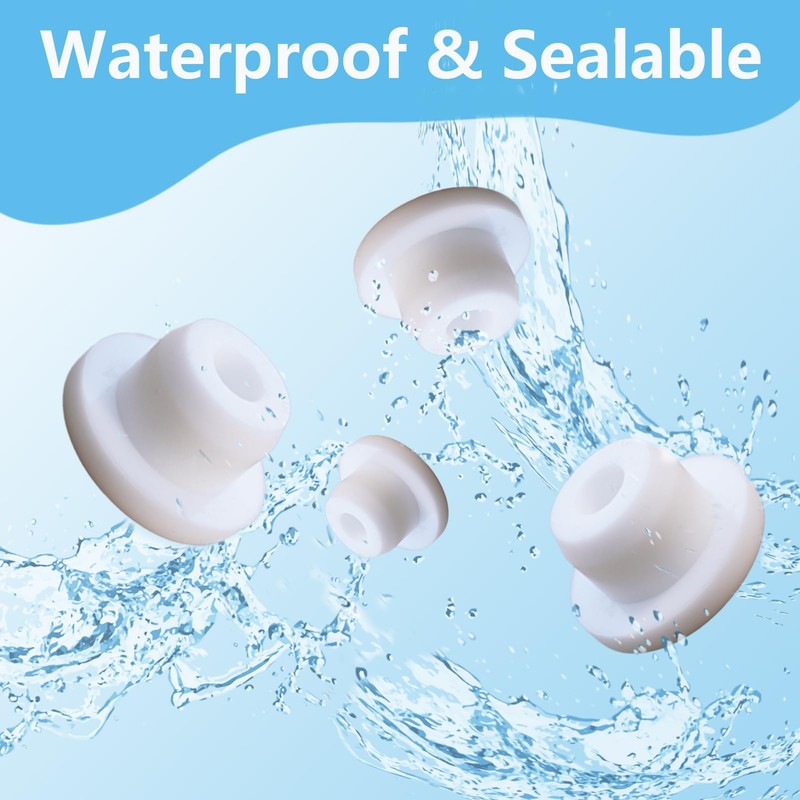 12 PCS Bathtub Jet Covers Silicone Hole Plug White Tube
