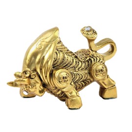 Feng Shui 4" Gold Money Bull Ox Wealth Statue Figurine Chinese Zodiac Home Decor Gift