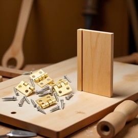 Set of 12 Golden 1/12 Miniature Door Hinges 4Pcs and Screws 16Pcs Dollhouse Decoration Accessories(Hinges 0.4x0.3 inch, Screws 0.2 inch) Decor Dollhouse Accessories