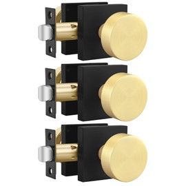 Goldenwarm 3 Pack Black and Gold Closet Door Knob, Interior Door Knobs, Passage Door Lever, Black and Gold Passage Door Knobs Lever for Hallway, Closet