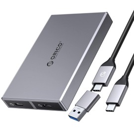 ORICO Dual M.2 NVMe SSD Enclosure, USB C to M2 Adapter for M Key PCIe 2230/2242/2260/2280 M.2 SSDs,Tool-Free Installation Aluminum M.2 Reader Support Trim and UASP up to 2x4TB-CM2-2N