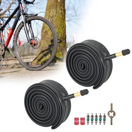 RUTU 700×35/43c Inner Tube, 700x40c Bike Tube with 48mm Schrader Valve and Installation Accessories - Premium Heavy Duty Butyl Inner Tube - 2 Pack