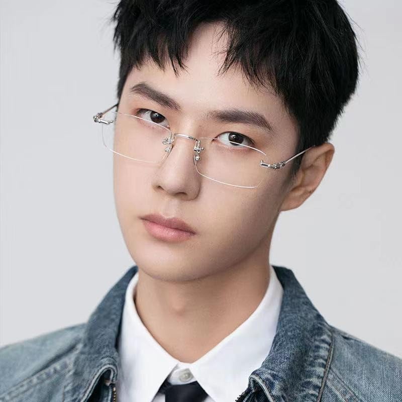 88flix Clear Megane Borderless Blue Light Cut Square Lens Rimless