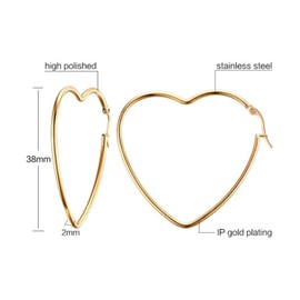 Heart Shape Hinged Large Pierced Huggie Hoop Earrings for Teens Women Girls