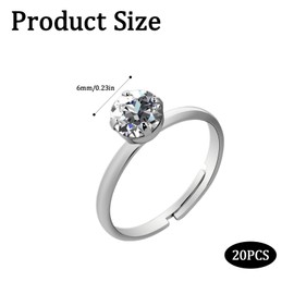 Nzexlyva 20pcs Engagement Rings, Engagement Party Decorations, Glitter Silver Fake Rings, Bridal Shower Diamond Adjustable Rings for Wedding Table Decorations, Party Supply, Cupcake Toppers
