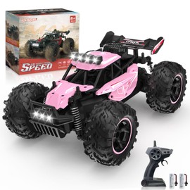 Carox Remote Controlled Car, 2.4 GHz 25 km/h RC Car, 1:18 Off Road Monster Truck with Headlight and Chassis Lighting, Crawler Truck Toy