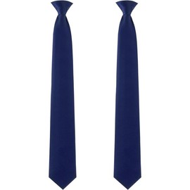 2 count Men's Clip on Ties 20 Inches Solid Color Clip on Ties Pre Tied Neckties for Office - Colour: Navy Blue