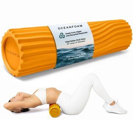 Oceanfoam Tidal Roller - Muscle Massage Foam Roller for Back Pain & Stretching - Ergonomic Wide Wave Textured - Yoga, Athletics, & Wellness - Full Size, 20" x 5" - Gold