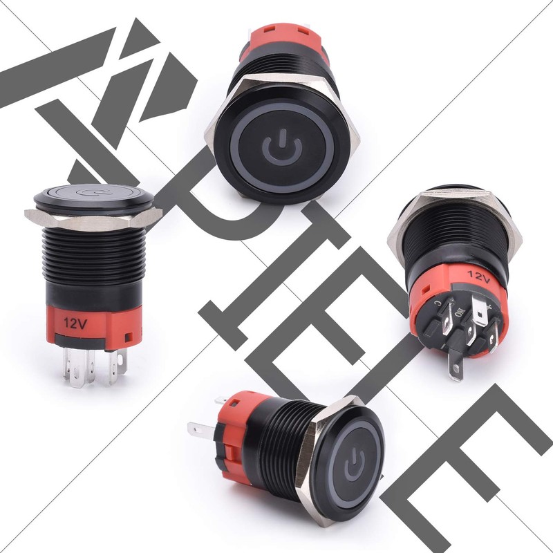 APIELE 19mm Latching Push Button Switch 3/4" 12V DC Black