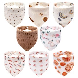 AUPOWER Baby Triangular Bibs Pack of 8, colour