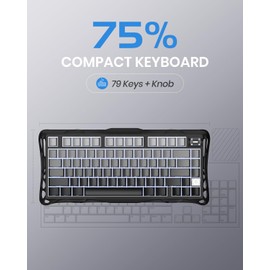 GravaStar Mercury K1 75% Wireless Mechanical Gaming Keyboard, Aluminum Alloy Exoskeleton Design, Gasket Compact Custom Keyboard Hot-Swap Socket, Linear Switches, with RGB Backlit & Frame