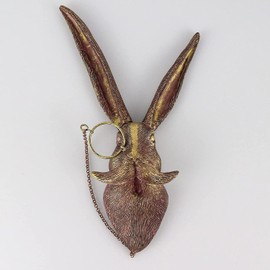 Coyoohouse 3D Head Wall Mount Samll Ornament, Animal Heads for Wall Art Hanging Sculptures, Small Metal Wall Resin Art Wall Decor Ornament Waterproof Bronzed Resin Decorations for Home (Rabbit)