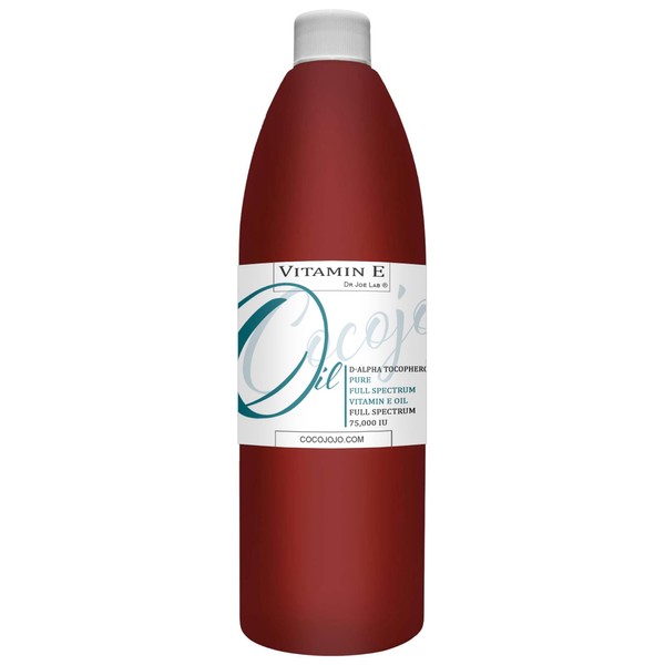 Vitamin E Oil - 100% Pure & Undiluted, Full Spectrum, Alpha Tocopherol, 75,000 IU - 32 oz - For Skin, Hair, Nails, Body Care Hydrating Rejuvenating Skin Moisturizer Oil
