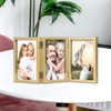 3 Picture Frame 5x7 Golden Triple Hinged MDF Wood with