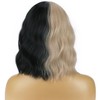 BERON 14 Inches Black Blonde Wig with Bangs Short Curly