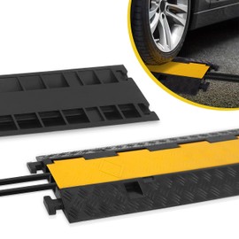 Durable Cable Ramp Protective Cover - 2,000 lbs Max Heavy Duty Hose & Cable Track Protector w/ Flip-open Top Cover & 2 Channel Groove Design - Cable Concealer for Outdoor & Indoor Use - Pyle PCBLCO26