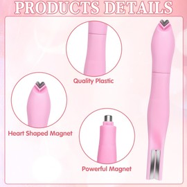 2 Pcs Pink 3-in-1 Cat Eye Magnetic Pen, Versatile Magnet Tool for Cat Eye Gel Polish Heart Shaped Round Multifunctional Accessories for Studio Home DIY Salon Pink