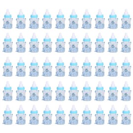Pack of 50 Feeder Style Candy Bottles for Baby Shower, Mini Party Favors Fillable Candy Gift Box for Boy Girl Newborn Infant Baptist Christening Birthday Party Decoration (Blue)