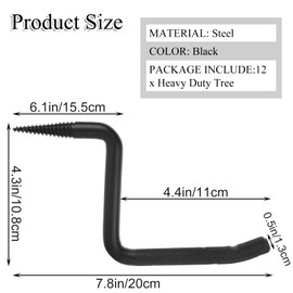 GBACHOOSE 12 Pack Tree Steps, 4 inch Screw in Tree Steps for Hunting, Tree Steps with Slip-Resistant knurling Pattern, Screw Mount for Climbing to Tree Stands and Hunting Climbing