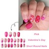 24 Pcs Valentine’s Day Press on Nails Short Fake Nails