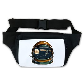 Vintage Retro Space Helmet Sees Cosmos Art Bum Bag, black