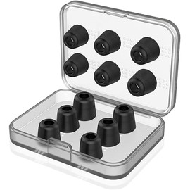 (6 Pairs)Earphone Tips, Proxima Direct 12pcs Replacement Earbud Tips Premium Memory Foam Earphone Earbuds Block Out Ambient Noise for 5mm-7mm Inner Tips in-Ear Earphones with Storage Case(Black,S/M/L)