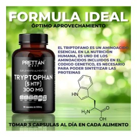 L Triptofano Prettan 5-htp Suplemento 500mg 90 Cápsulas - Sin Sabor