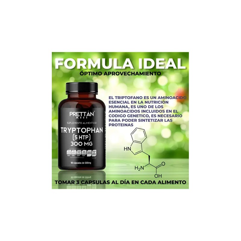 L Triptofano Prettan 5-htp Suplemento 500mg 90 Cápsulas - Sin