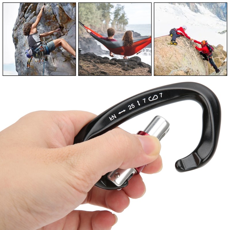 Climbing Carabiner Heavy Duty AntiSlip Design Durable Light Carabiner Clip