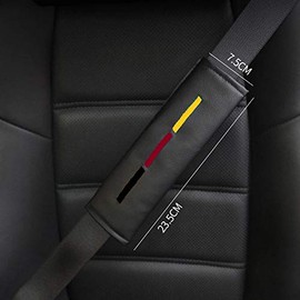 BizTech ® Comfortable 2 Pcs PU Car Seat Belt Cover Auto Safety Belt Pads Cushion Harness Accessories Universal Fit /// (Black, Black/Red/Yellow)