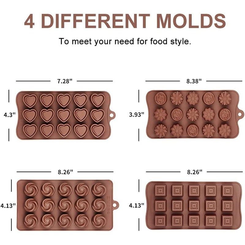 La chat 4 Packs Silicone Molds for Chocolate, Food Grade