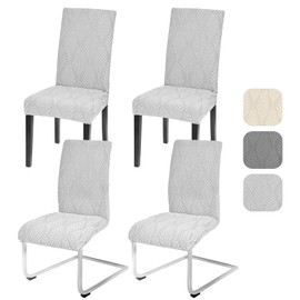 Alishomtll Dining Chair Covers Set of 4 Stretch Chair Slipcovers Universal for Swing Chair Jacquard Removable Washable Dining Room Chair Protector for Banquet Wedding Ceremony (Light Grey, 4 pcs)