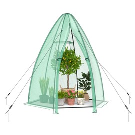 Giantex Portable Walk-in Greenhouse - 5.5x5.5x6 FT PE Cover, Roll-up Zippered Door, Window, Ground Stakes & Ropes, Indoor Outdoor Green House for Garden, Backyard, Patio, Balcony